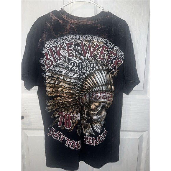 Bike Week Mens Skulls T‎ Shirt Gildan 2019 Size Xlarge Black Daytona Beach FL - Picture 2 of 7
